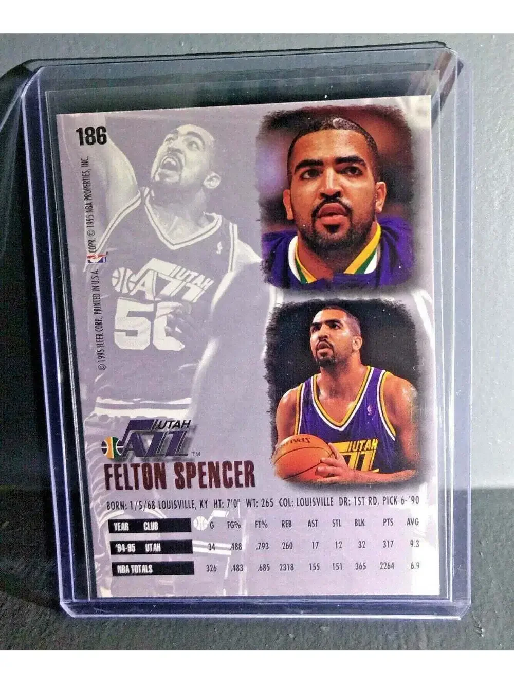 1995-96 Felton Spencer Fleer Ultra #186 Basketball Card